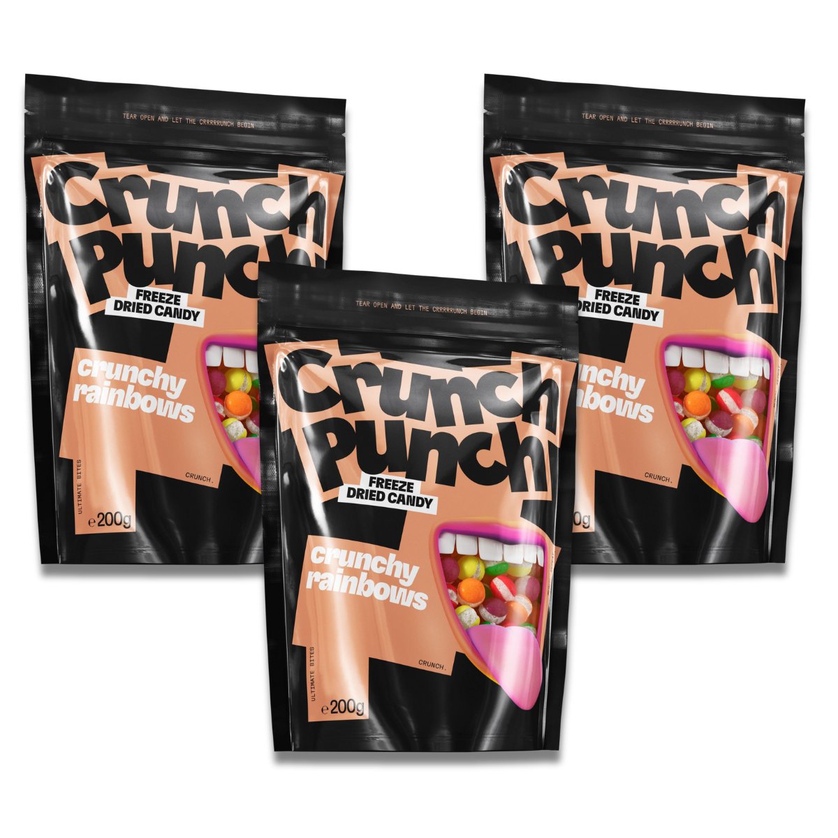 3 x Crunch Punch Freeze - Dried Crunchy Rainbows 200 g - Fast Candy