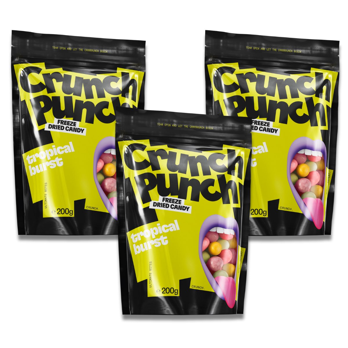 3 x Crunch Punch Freeze - Dried Tropical Burst 200 g - Fast Candy