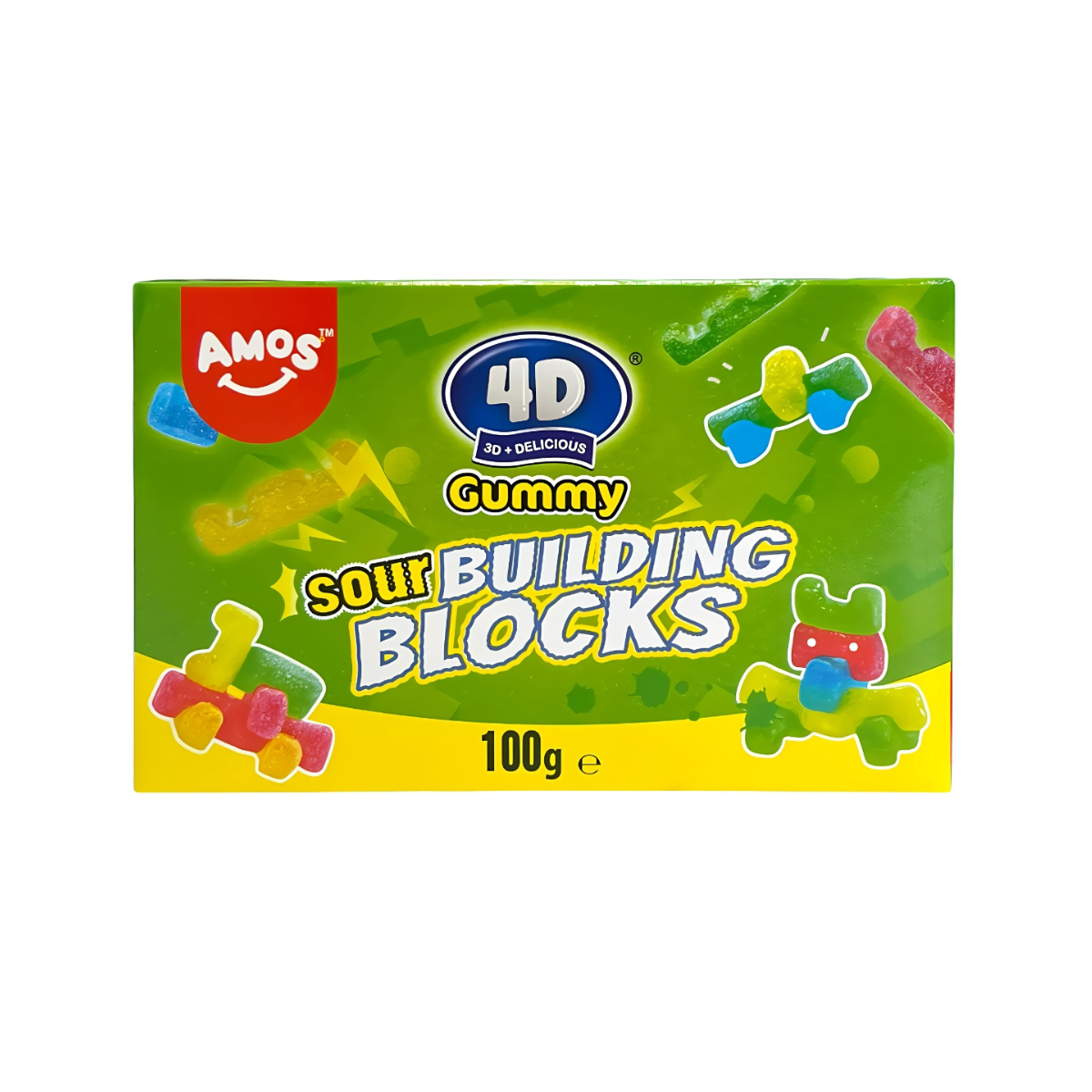 Amos 4D Gummy Sour Building blocks 100 g - Fast Candy 