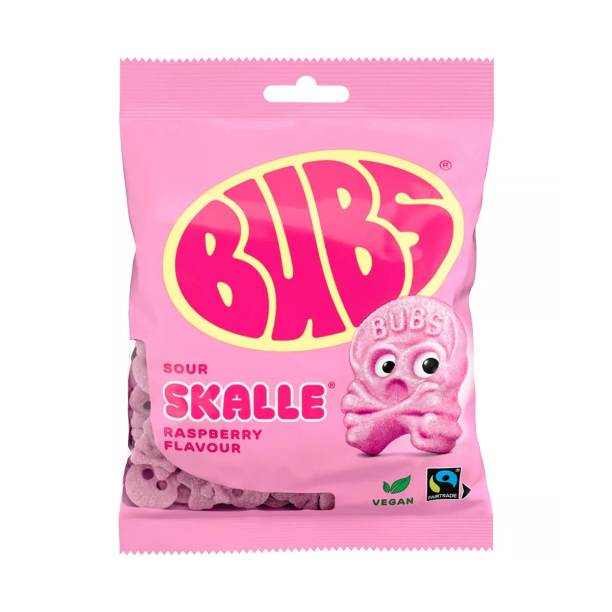 Bubs Rosa Bringebær Skaller 90 g - Fast Candy