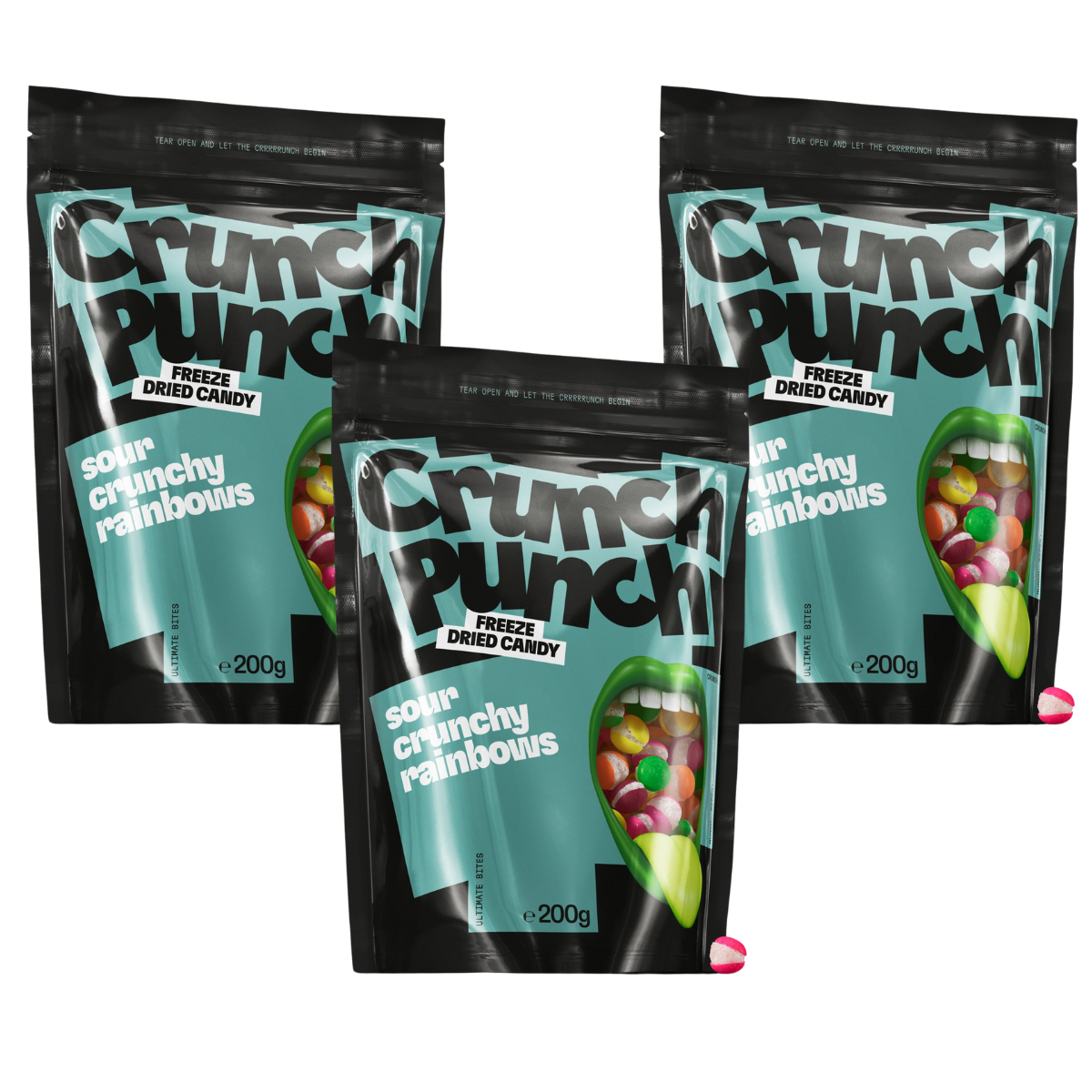 Crunch Punch Freeze-Dried Sour Crunchy Rainbows 200 g (KJØP 2 FÅ 1 GRATIS)