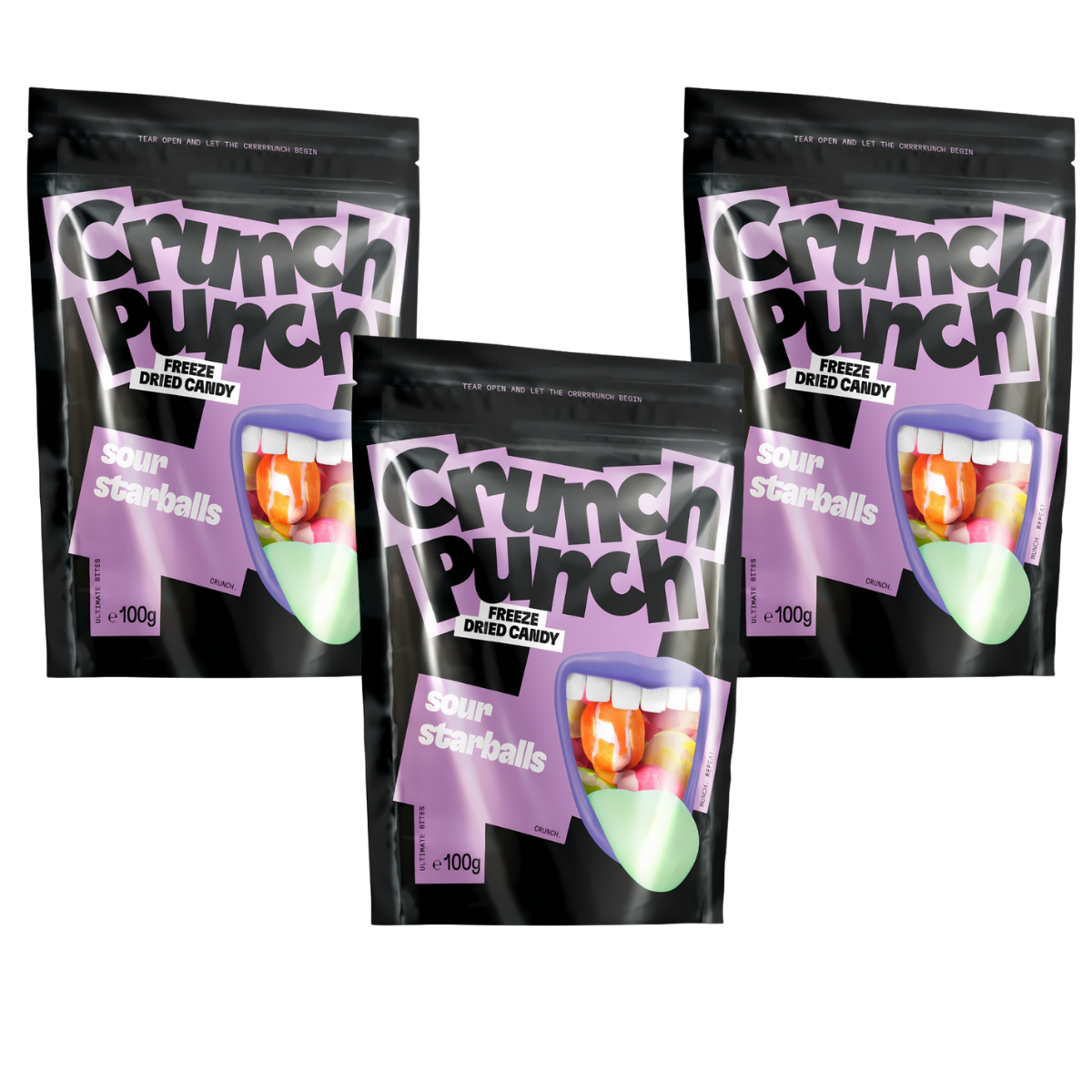 Crunch Punch Freeze-Dried Sour Starballs 100 g (KJØP 2 FÅ 1 GRATIS)