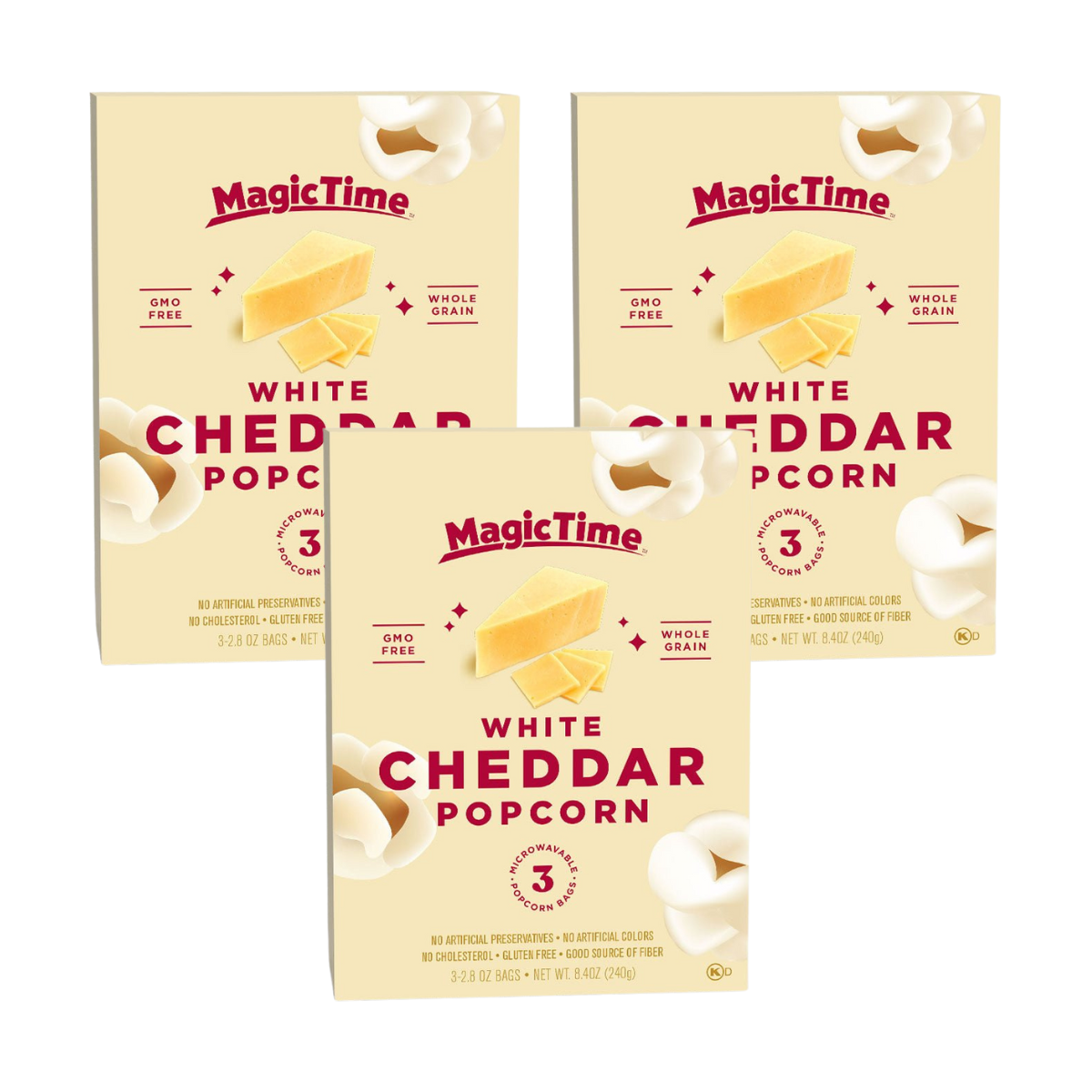 Magic Time White Cheddar 3-pack 240 g (KJØP 2 FÅ 1 GRATIS)