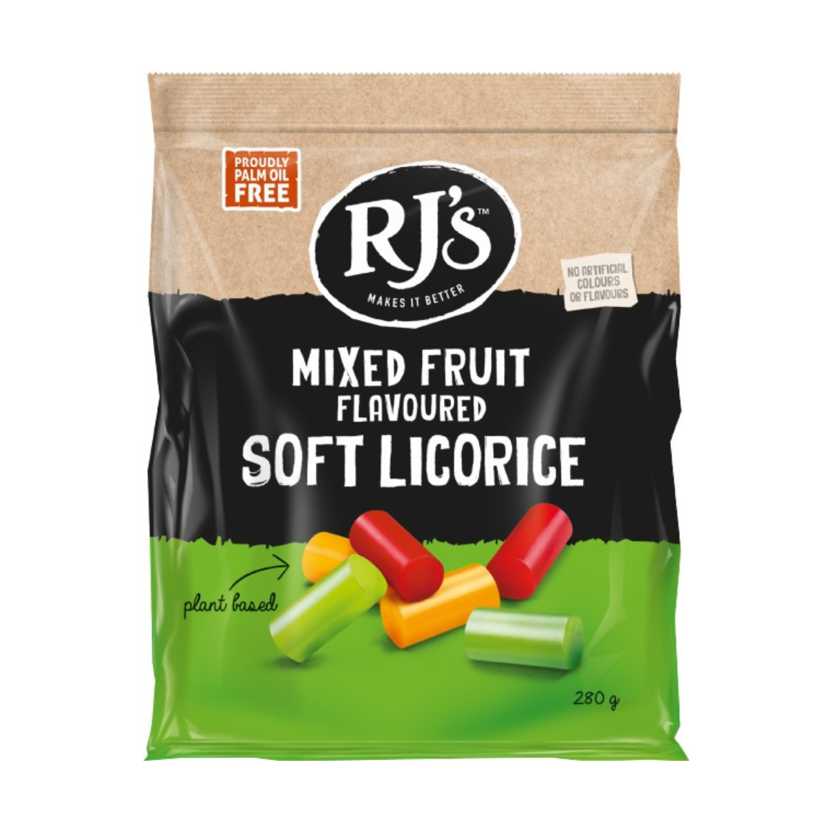 RJ'S Mixed Fruit Flavoured Soft Licorice Bag 280 g