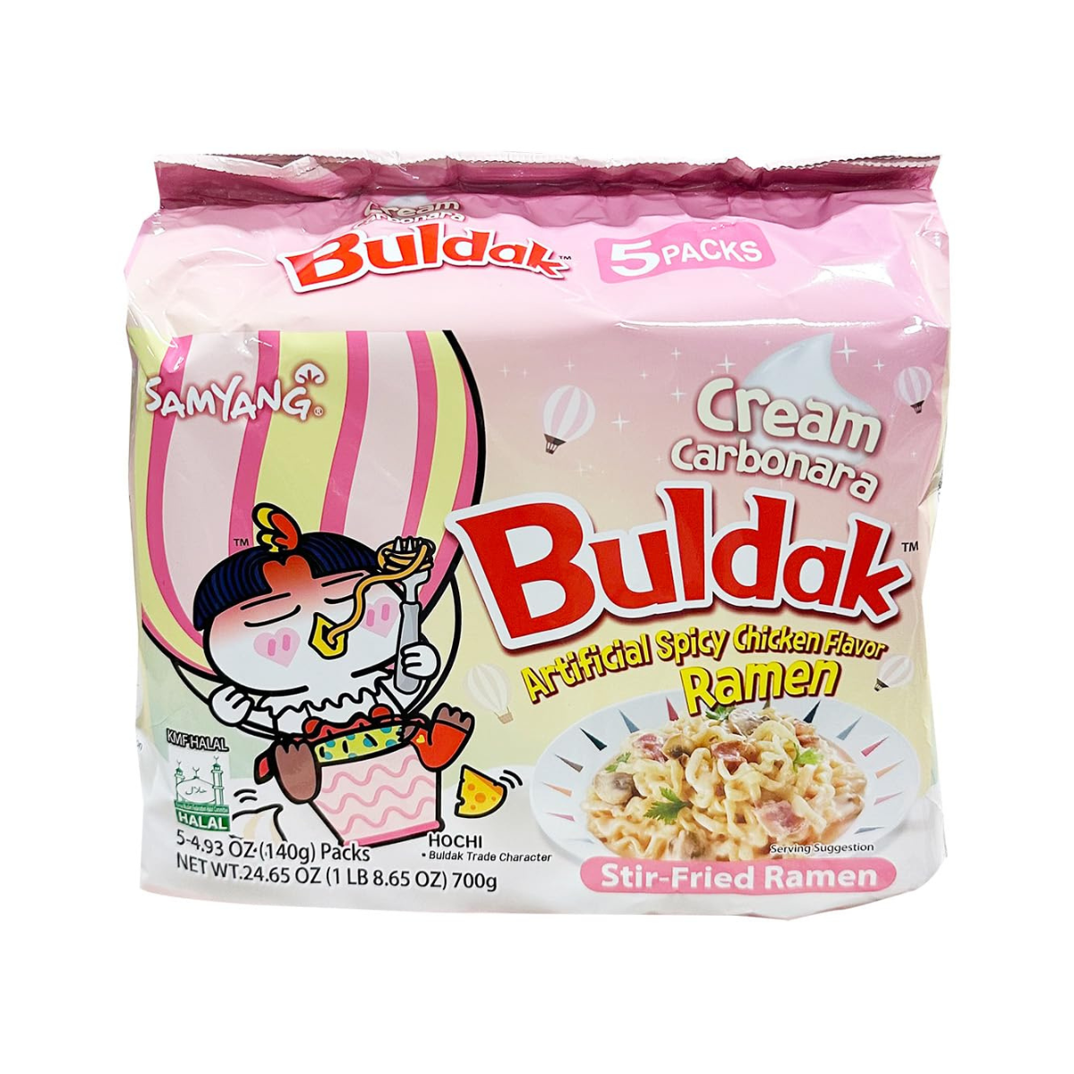 Samyang Hot Chicken Flavor Dried Ramen Cream Carbonara 700 g ( 5 x 140 g ) - Fast Candy