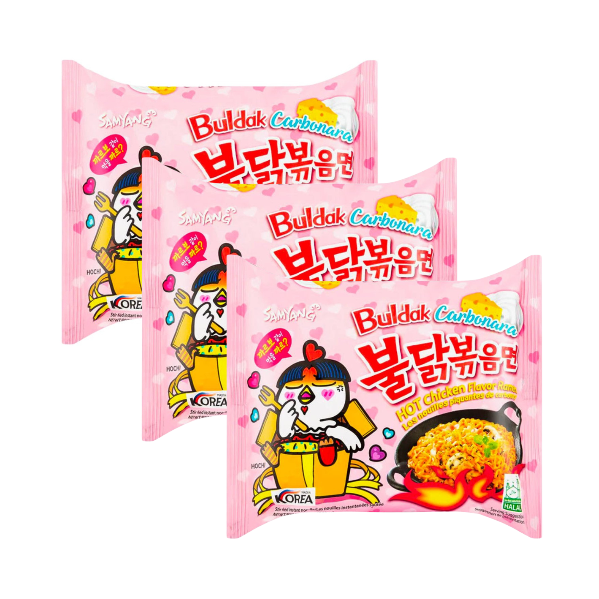 Samyang Carbonara Flavor Hot Chicken Ramen Buldak 130 g x 3 - Fast Candy