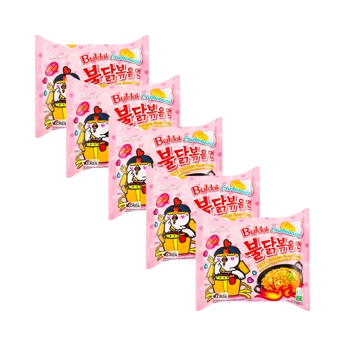 Samyang Carbonara Flavor Hot Chicken Ramen Buldak 130 g x 5 - Fast Candy