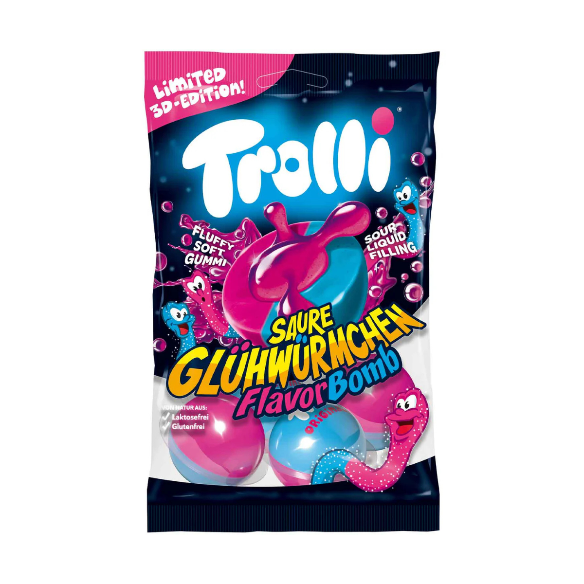 Trolli Sour Glow Worms 3D 75 g - Fast Candy