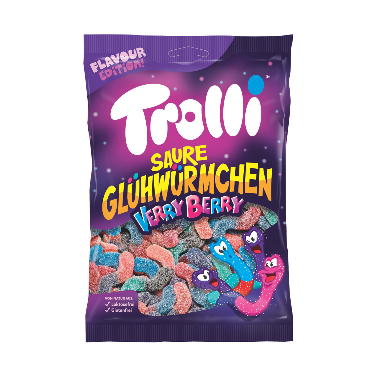 Trolli Sour Glowworm Very Berry 200 g - Fast Candy
