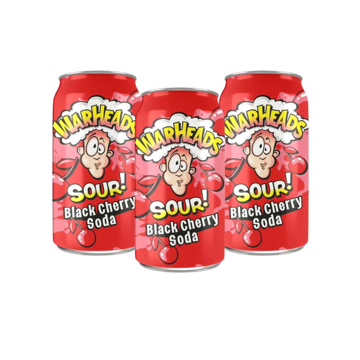 Warheads Sour Black Cherry Soda 355 ml (KJØP 2 FÅ 1 GRATIS)