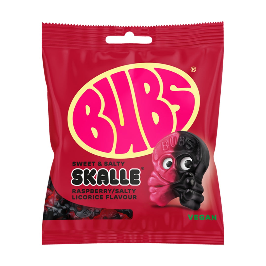 BUBS Raspberry Salty Licorice Skull 155 g