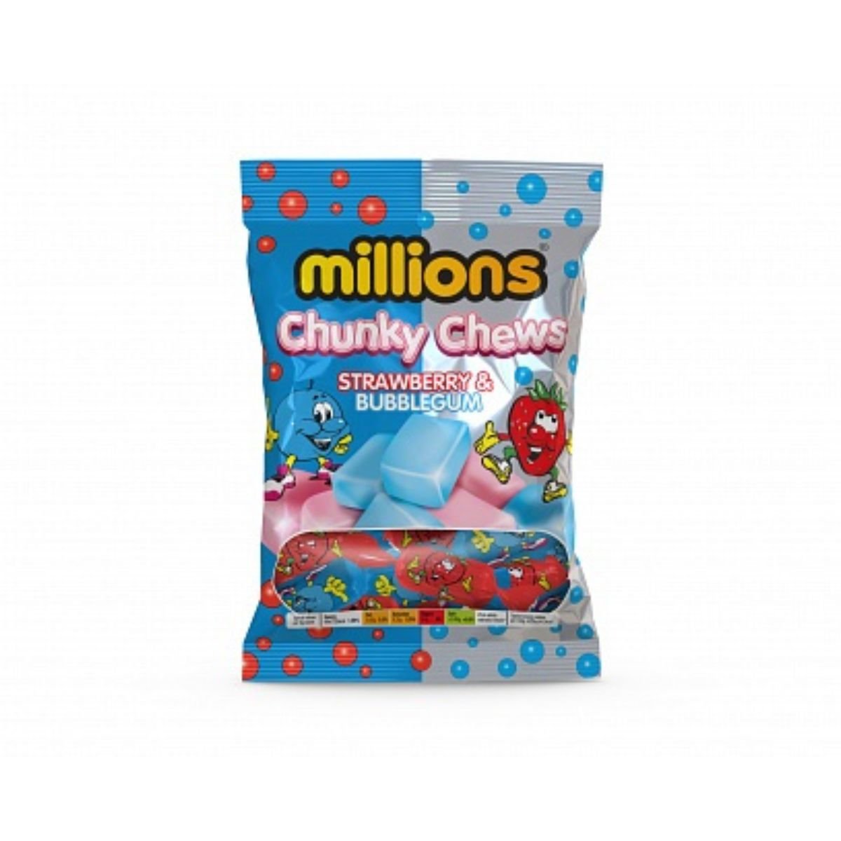 Millions Chunky Chews Strawberry & Bubblegum 120g - Fast Candy