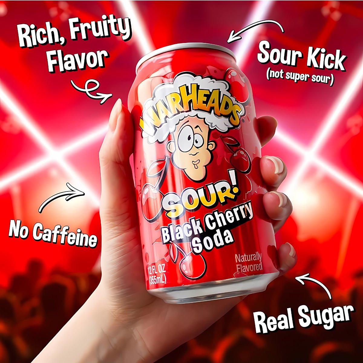 Warheads Sour Black Cherry Soda 355 ml - Fast Candy