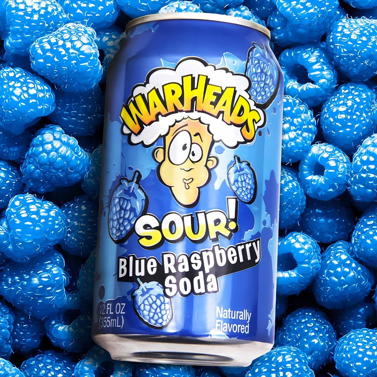 Warheads Sour Blue Raspberry Soda 355 ml - Fast Candy