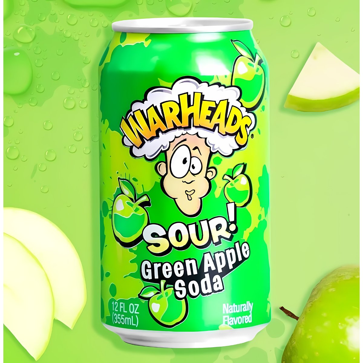 Warheads Sour Green Apple Soda 355 ml - Fast Candy