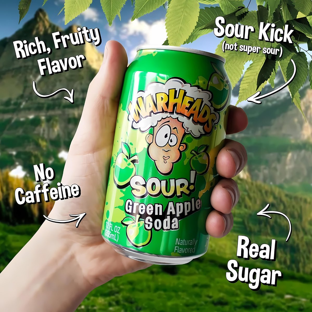 Warheads Sour Green Apple Soda 355 ml - Fast Candy