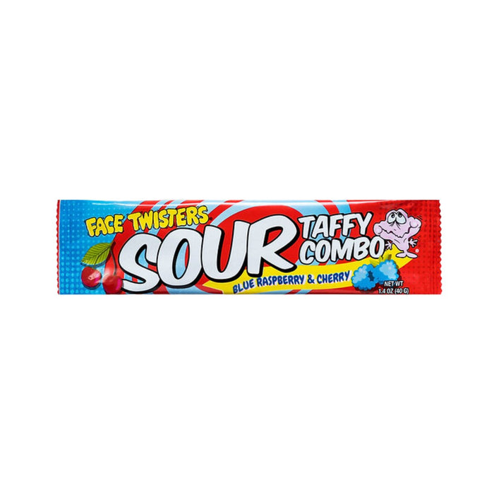 Face Twisters Sour Taffy Blue Raspberry & Cherry 40 g - Fast Candy