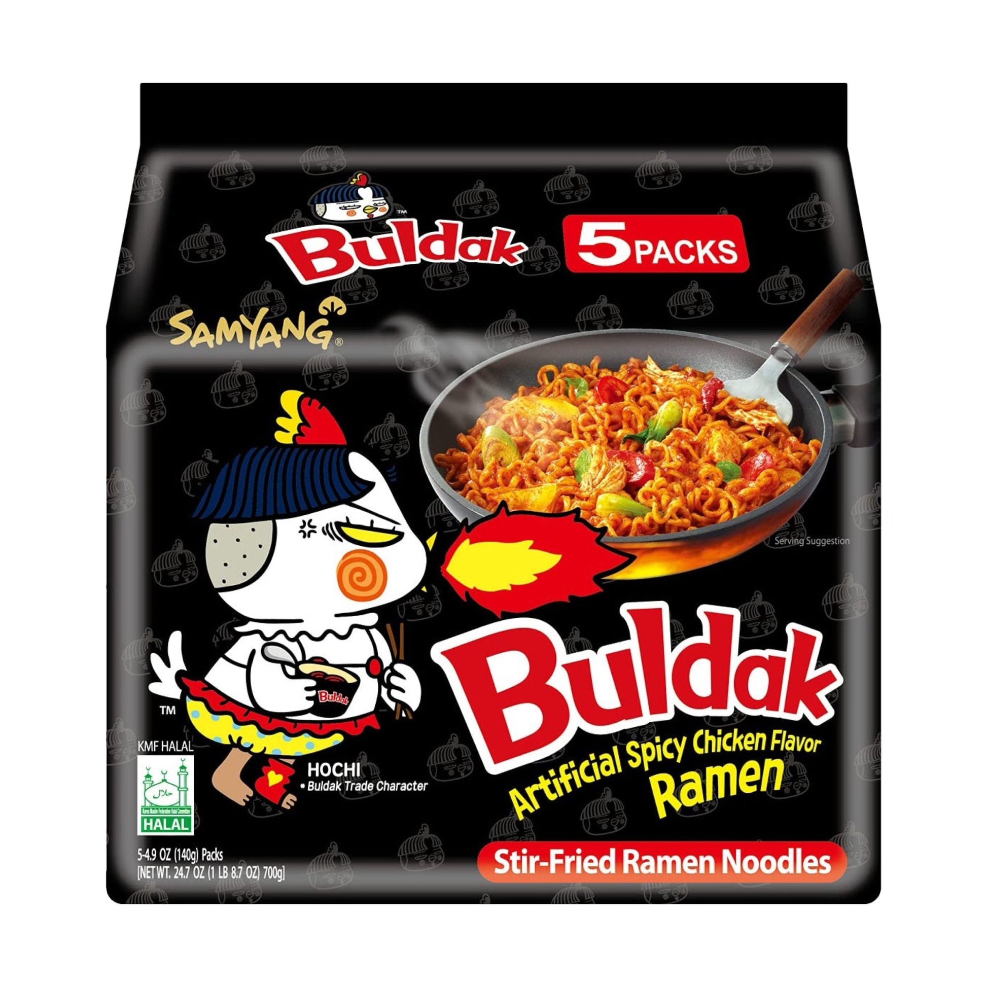 Samyang Buldak 1X Spicy Hot Chicken Ramen Noodles 5 x 140 g - Fast Candy